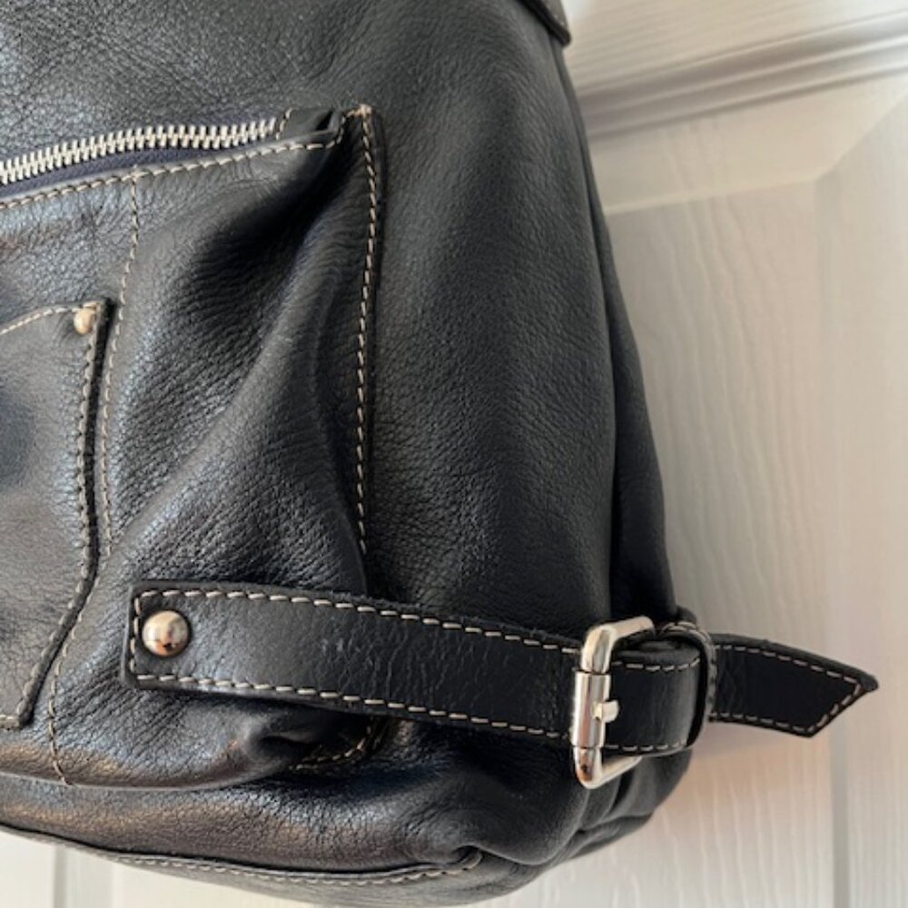 LAURA DI MAGGIO | Black Pebbled Leather Shoulder bag with Charm Padlock-EUC - Picture 4 of 15